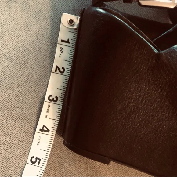 BCBG genuine leather black wedge shoes.See photos for wear.Double strap,open toe - Picture 11 of 11